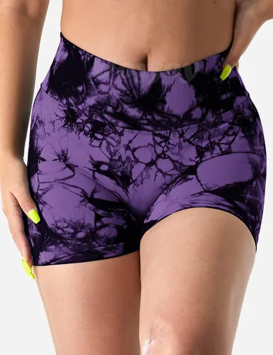 Vista 3 de VOYJOY Pantalones cortos de entrenamiento para mujer de 3.6 pulgadas, con levantamiento de glúteos, pantalones cortos de gimnasio sin costuras