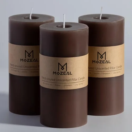 Vista 34 de MOZEAL Juego de 3 velas sin perfume vertidas a mano de 3 x 6 pulgadas, velas tipo pilar sin goteo, combustión de larga duración, aproximadamente 120