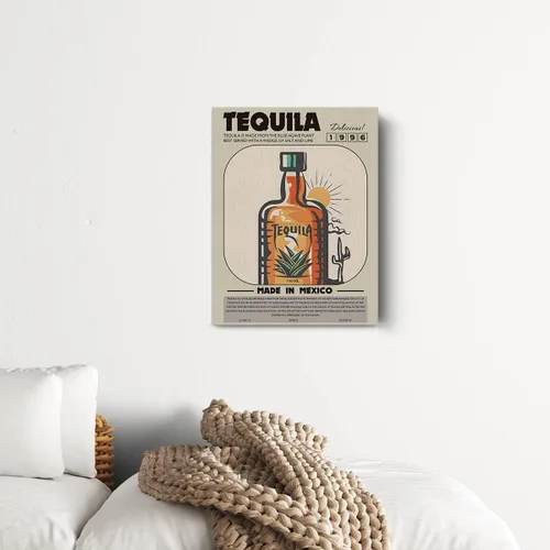 Vista 3 de Divertida impresión en lienzo de cóctel para decoración de pared de tequila, 12 x 15 pulgadas, decoración moderna para el hogar, cocina, bar