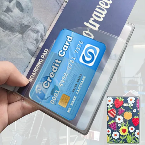 Vista 5 de Funda impermeable transparente para pasaporte, protector de pasaporte de plástico, artículos esenciales de viaje, unisex para adultos, con funda