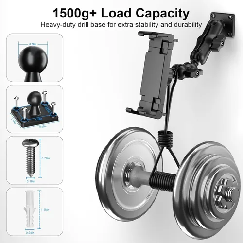 Vista 6 de PLDHPRO Soporte de tableta para camión, base de taladro resistente, soporte para tablet para tablero de automóvil, soporte ajustable de 2 etapas