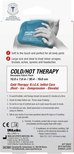 Vista 6 de MUELLER Sports Medicine - Paquete de tela reutilizable para frío y caliente, bolsa de hielo para lesiones y alivio del dolor, azul