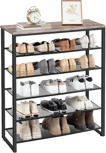 Vista 8 de HOOBRO Zapatero, organizador de zapatos de 6 niveles, para 18-24 pares de zapatos, estante de almacenamiento de zapatos de gran capacidad