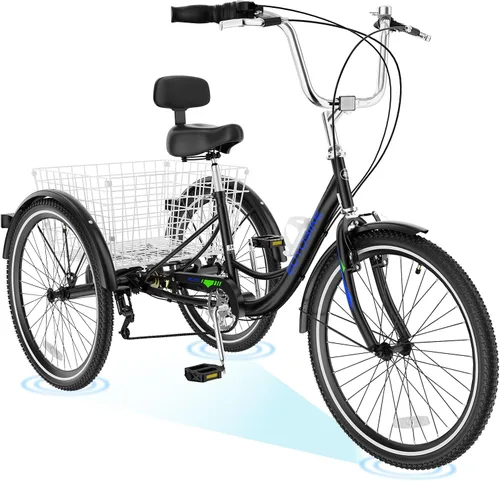 Vista 11 de ABORON Triciclo para adultos, bicicleta de 3 ruedas para adultos, triciclo para adultos, llantas de doble pared, triciclo para mujeres y hombres