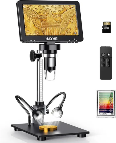 Vista 9 de Hayve Microscopio digital LCD de 7 pulgadas, aumento de 1200X para soldadura de reparación de circuitos PCB de monedas, microscopio de moneda