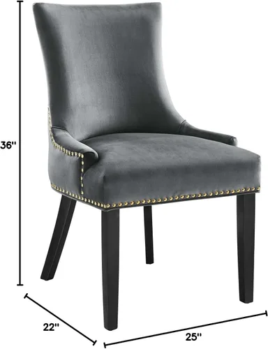 Vista 3 de Modway EEI-5010-GRY - Sillas de comedor de terciopelo Marquis Performance - Juego de 2, color gris