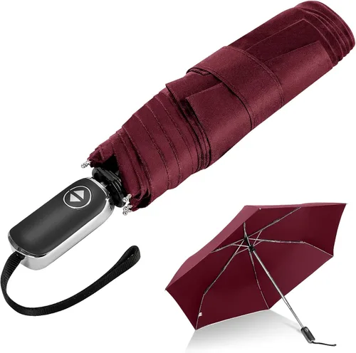 Vista 89 de LEAGERA Paraguas de viaje compacto para bolso, mango plano, impermeable para lluvia ligera