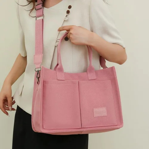 Vista 3 de Juoxeepy Bolsa de lona con múltiples bolsillos para mujer, bolsa de iglesia, bolsa de pañales con compartimentos