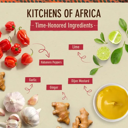 Vista 4 de Kitchens of Africa Kaani - Salsa picante artesanal de África Occidental con pimienta habanero, jengibre fresco y ajo. Ardiente, audaz y picante
