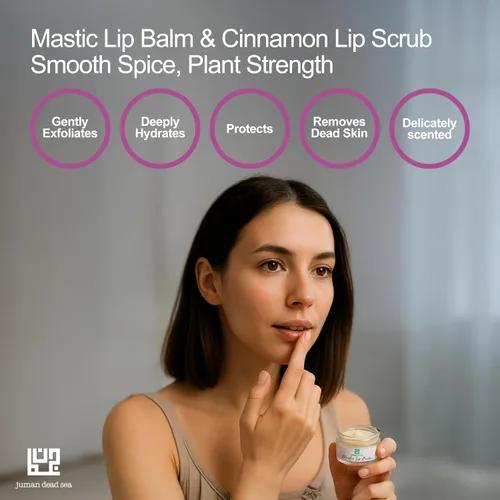 Vista 2 de Juman Set de regalo de labios de minerales del mar muerto Con aceites esenciales Set exfoliante labial e hidratante Masilla y canela Vegano