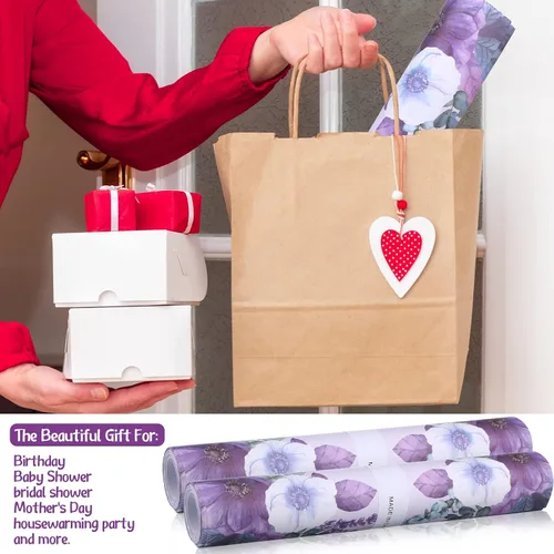 Vista 5 de 24 hojas de forros perfumados para cajones de 15.7 x 22.8 pulgadas, color lavanda, papel no adhesivo, estampado floral perfumado para armario