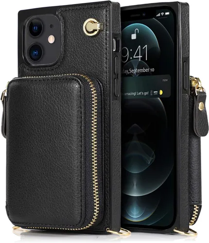 Vista 9 de Asuwish Funda de teléfono para iPhone 13 Mini de 5.4 pulgadas con protector de pantalla y soporte para tarjetas con cremallera, soporte de ranura