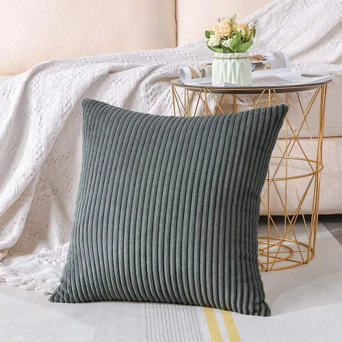 Vista 3 de Artscope Fundas de Almohada de Pana a Rayas Acogedoras Súper Suaves Decorativas Cuadradas Fundas de Cojín para Sofá Sillón Dormitorio Decoración