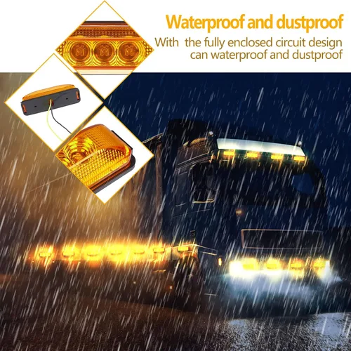 Vista 6 de Yahenda 20 Piezas Luces Marcadoras LED para Remolque de 3.9 Pulgadas con 3 LED Impermeables Luz Marcadora Lateral Rectangular Luces de Circulación