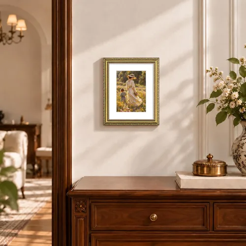 Vista 6 de eletecpro 8x10 Vintage Picture Frame, Glass Cover, Gold, 2-Pack Dorado