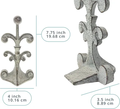 Vista 3 de Comfify - Tope para puerta de hierro fundido, diseño de flor de lis - metal, resistente, rústico, clásico, reciclado, idea de regalo decorativo