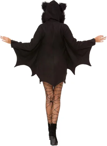 Vista 4 de Halfjuly Disfraz de Halloween para mujer murciélago acogedor animal negro adulto cosplay vestido con cremallera de vampiro