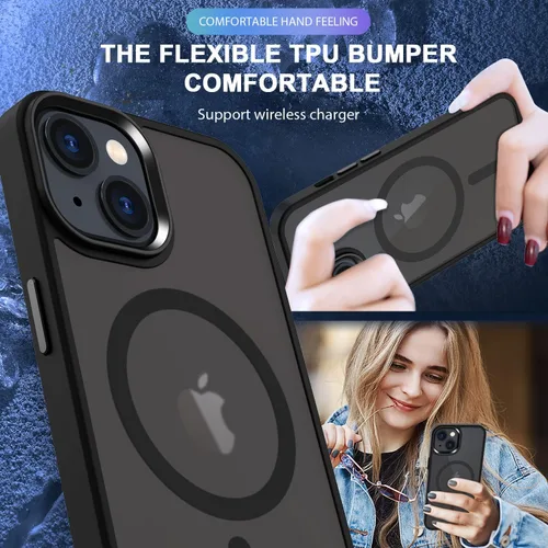 Vista 5 de QLTYPRI Funda magnética para iPhone 13 Pro Max (6.7 pulgadas) compatible con cargador inalámbrico, funda protectora a prueba de golpes, translúcida