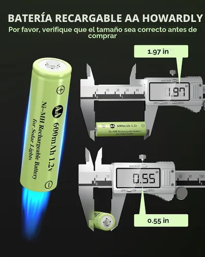 Vista 5 de Batería recargable Ni-MH AA 1.2v 600mAh, doble una batería