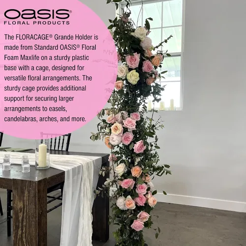 Vista 2 de Oasis FLORACAGE® - Soporte grande, caja de 12 – Standard Oasis® MaxLife, espuma enjaulada sobre base de plástico – Montaje seguro para caballetes