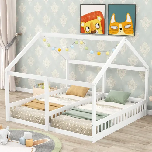 Vista 10 de Harper & Bright Designs Base de cama individual con techo y valla, necesita somier, para (Espresso)