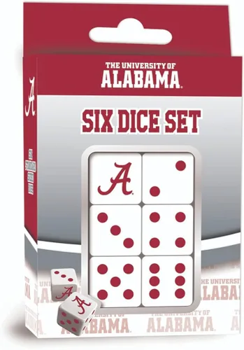 Vista 3 de MasterPieces Game Day - NCAA Alabama Crimson Tide - Juego de 6 dados con logotipo del equipo, tamaño estándar D6
