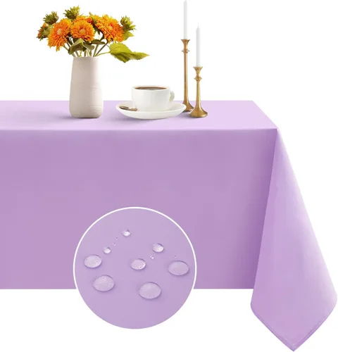 Vista 33 de Romanstile Mantel rectangular – Impermeable y resistente a las arrugas, mantel de poliéster lavable para cocina, comedor, fiesta, boda, uso en Beige