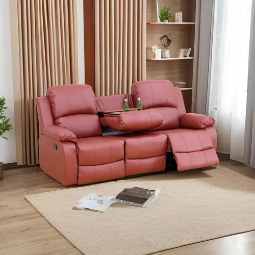 Vista 26 de A Ainehome Juego de Muebles de Sala de Estar de Cuero Reclinable Juego de Sofá Sillón Loveseat Juego de Muebles Sofá para Sala de Estar/Espacio