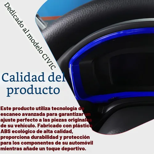 Vista 5 de MUXEE 11.ª generación Civic Panel de Instrumentos del Tablero del Salpicadero Dial Cubierta de Embellecedor del Marco del Tablero para Honda Civic