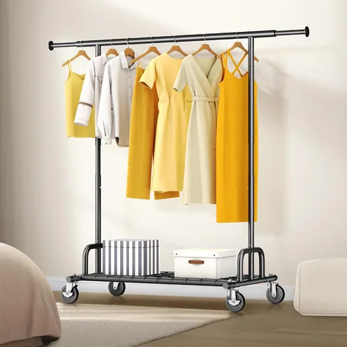 Vista 5 de HOKEEPER Perchero de Ropa Plegable Perchero de Ropa Plegable Capacidad 525 LBS Percheros de Ropa con Ruedas Resistente Perchero Rodante para Colgar