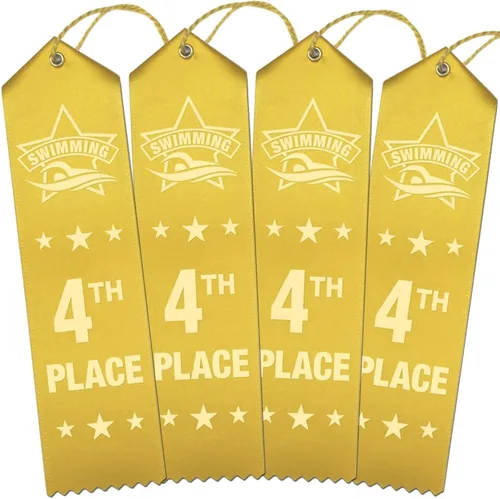 Vista 5 de RibbonsNow Cintas de natación 1er lugar - 100 cintas azules con tarjeta y cuerda 1er Lugar - Azul