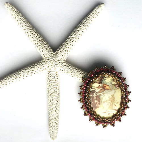 Vista 7 de Broche de camafeo victoriano OOAK Invierno Señora de boda Damas de honor Pin Bead tejido Damas