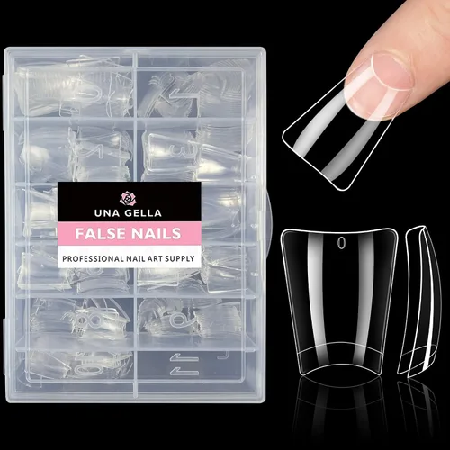 Vista 20 de UNA GELLA Puntas de uñas de gel de almendra cortas: 504 puntas de uñas