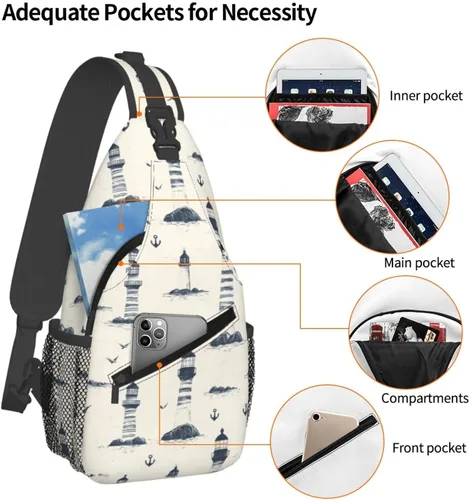 Vista 4 de Small Crossbody Bags for Women Men - Vintage Lighthouse Anchor Print Adjustable Shoulder Bag Fanny Packs Belt Sling Bag Crossbody Purses Backpack