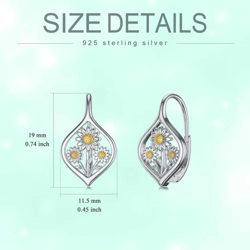 Vista 5 de WINNICACA Aretes de plata de ley con diseño de flor de nacimiento para mujeres, adolescentes, cumpleaños, Plata de ley