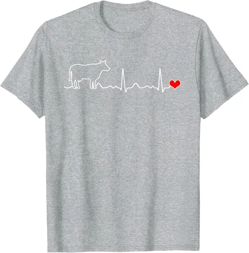 Vista 51 de Camiseta de paciente con corazón I Love My Cow Valve EKG Heartbeat Heart Pacient, Negro, S