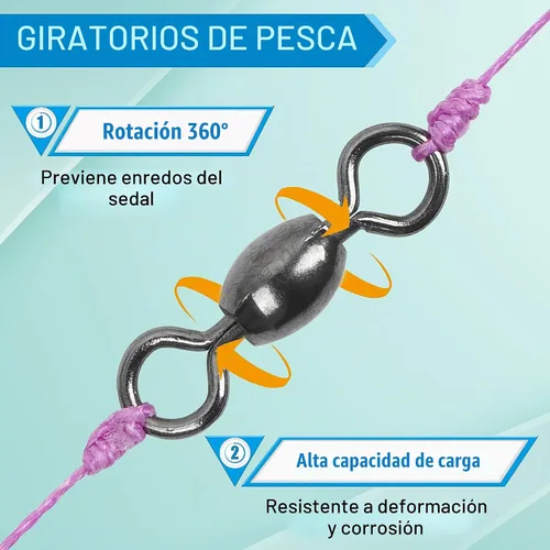 Vista 3 de Kit de aparejos de pesca giratorios de barril, 300 piezas de grúa con rodamiento de bolas giratorio de pesca con anillo sólido, línea de pesca