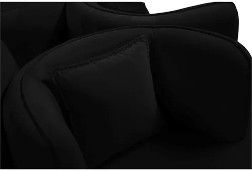 Vista 6 de Pemberly Row Sofá Roundabout negro contemporáneo de terciopelo con patas de hierro en negro