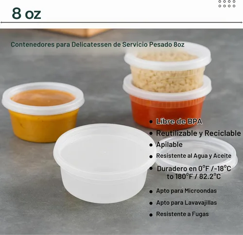 Vista 8 de [8oz-20 juegos de recipientes de plástico con tapas, recipientes transparentes sin BPA con tapas herméticas, almacenamiento de alimentos resistente