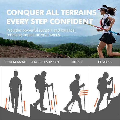 Vista 6 de AONIJIE Trekking Poles 2-Pack - Anti-Shock Ultra-Light Collapsible Walking & Hiking Sticks for Trail Running, Backpacking, Camping