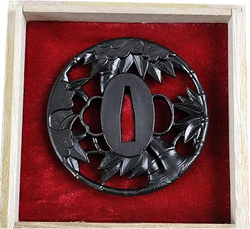 Vista 3 de Handmade Sword - Espada Samurai de aleación de hierro Tsuba, con caja de madera, para espadas Katana Wakizashi iron alloy tsuba hand guard, choose