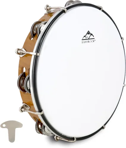 Vista 9 de EASTROCK - Pandereta de 8 pulgadas ajustable para adultos, pandereta de plástico de mano con doble fila de cascabeles de metal, instrumento musical