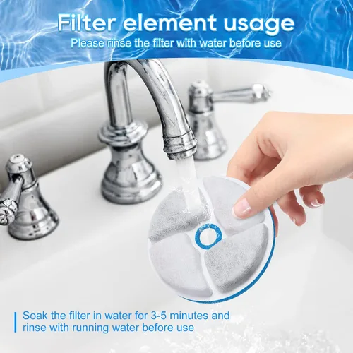 Vista 4 de Paquete de 8 + 8 filtros de fuente de agua para gatos, filtros de repuesto para fuente automática de mascotas, filtros de 4.13 pulgadas para fuente