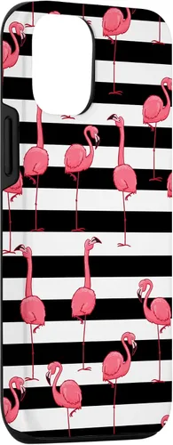 Vista 3 de Funda de regalo para iPhone 13 Flamingo Negro Blanco Rayas Cool Animal Bird Lover