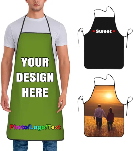 Vista 22 de Delantal de chef personalizado para hombres y mujeres, para cocinar, con nombre, logotipo, foto, regalos de cocina para familiares y amigos