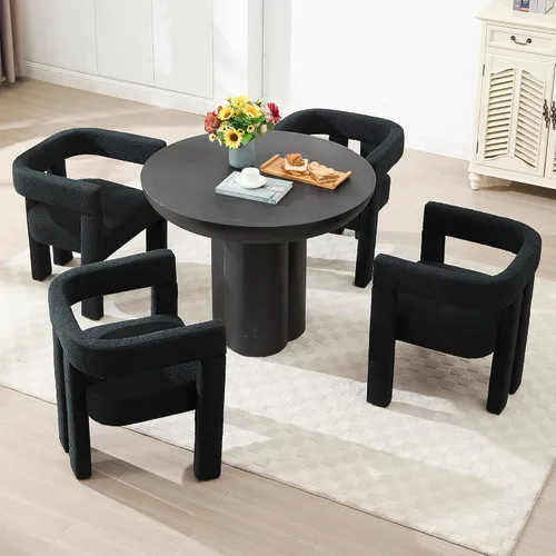 Vista 12 de Juego de 4 Sillas de Comedor Modernas, Sillas Barrel para Sala de Estar, Sillón de Tela, Silla Barrel Tapizada para Sala de Estar Cocina Recepción
