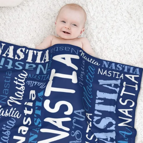 Vista 3 de Mantas de bebé personalizadas para niño y niña, manta de bebé personalizada con nombre para niños y adultos, mantas suaves personalizadas