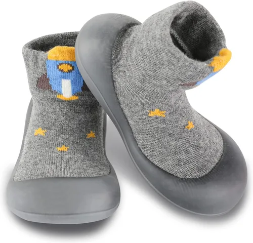 Vista 2 de SEBELLST Zapatos de calcetín para bebé, suela de goma animal, antideslizante, para interiores, para primeros pasos, zapatos de piso para niños