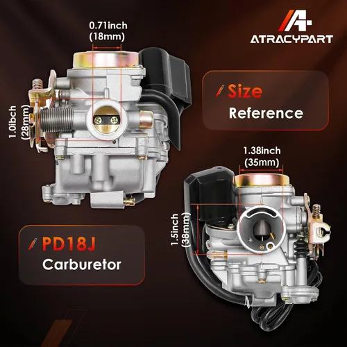 Vista 5 de Carburador GY6 50cc PD18J 18mm Compatible con 4 tiempos 49cc 50cc 80cc 139QMB 139QMA Motor de Ciclomotor para Scooter Taotao Kymco con Filtro