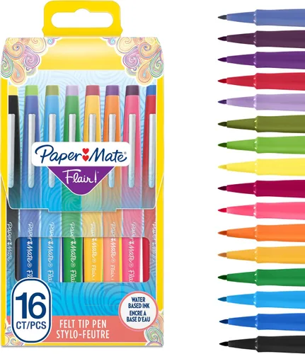 Vista 13 de Paper Mate Flair Original - Bolígrafo de punta de fieltro, tamaño mediano, varios colores estándar, paquete de 3